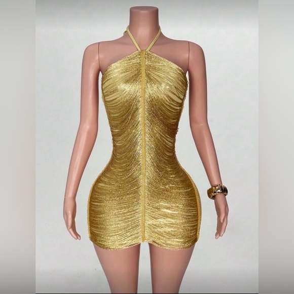 SHEIN Dresses & Skirts - SHEIN Gold Halter Mini Dress
